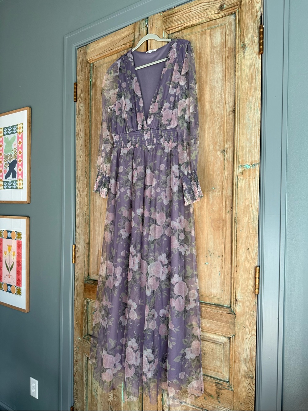 Baltic Born Lavender Floral V-Neck Maxi Dress size 2X - Picture 2 of 11
